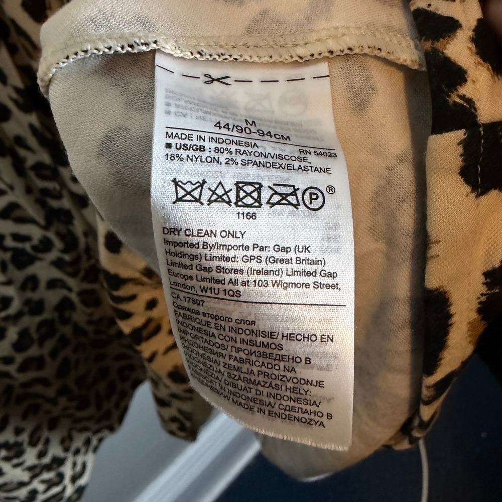 Banana Republic Leopard Print Wrap Dress Knee Length Tan Black M 472569 - Picture 5 of 10